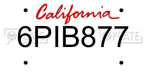 6PIB877 California License Plate
