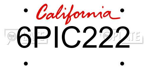 6PIC222 California License Plate