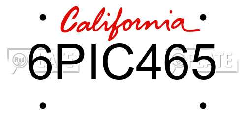 6PIC465 California License Plate