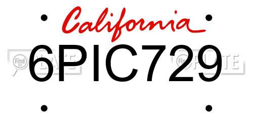 6PIC729 California License Plate