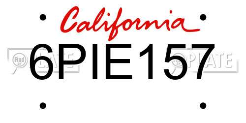 6PIE157 California License Plate