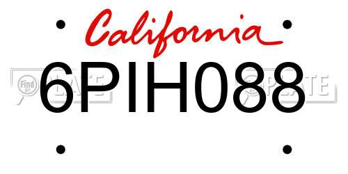 6PIH088 California License Plate
