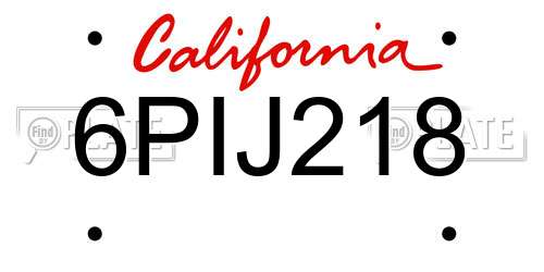6PIJ218 California License Plate