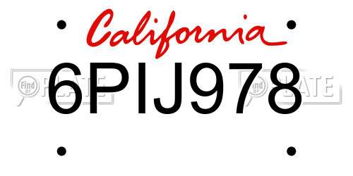 6PIJ978 California License Plate