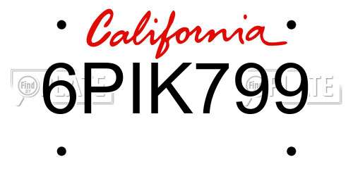 6PIK799 California License Plate