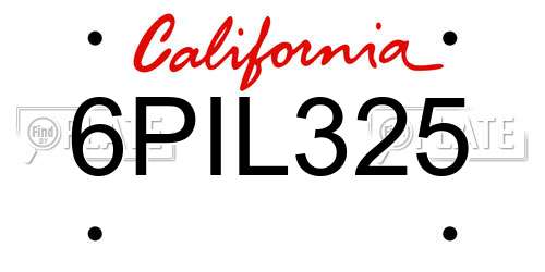 6PIL325 California License Plate
