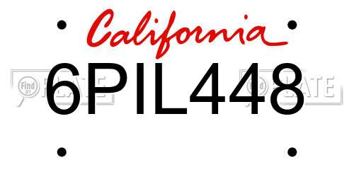 6PIL448 California License Plate