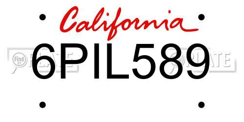 6PIL589 California License Plate