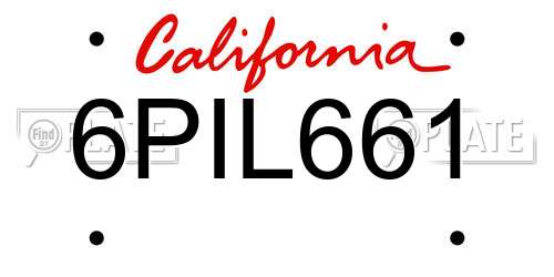6PIL661 California License Plate