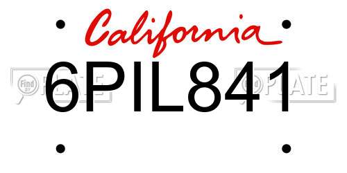6PIL841 California License Plate