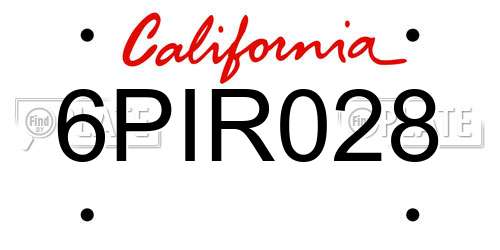 6PIR028 California License Plate