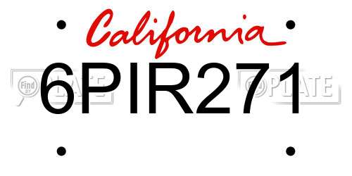 6PIR271 California License Plate