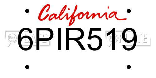 6PIR519 California License Plate