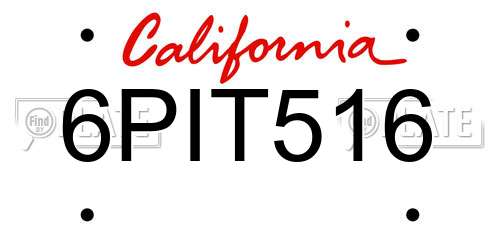 6PIT516 California License Plate