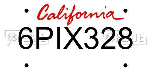 6PIX328 California License Plate