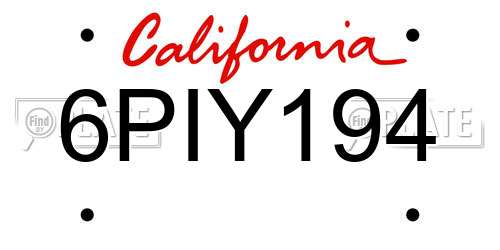 6PIY194 California License Plate