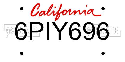 6PIY696 California License Plate