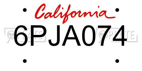 6PJA074 California License Plate