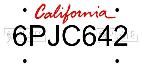 6PJC642 California License Plate