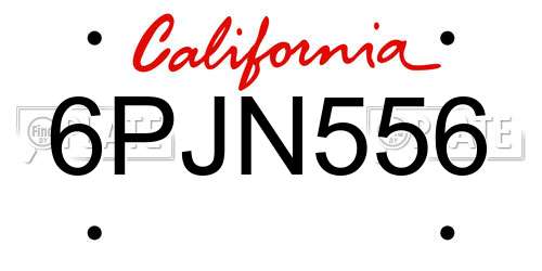 6PJN556 California License Plate