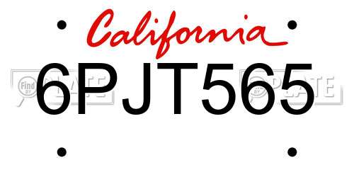 6PJT565 California License Plate