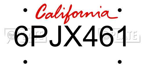 6PJX461 California License Plate