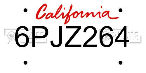 6PJZ264 California License Plate