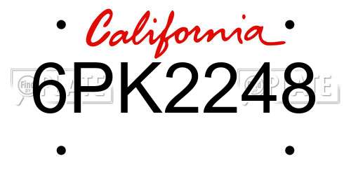 6PK2248 California License Plate