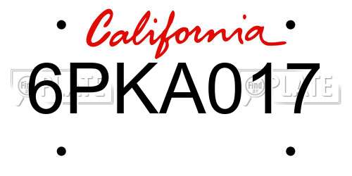 6PKA017 California License Plate