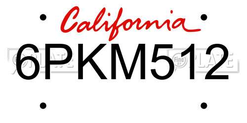 6PKM512 California License Plate