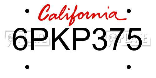 6PKP375 California License Plate