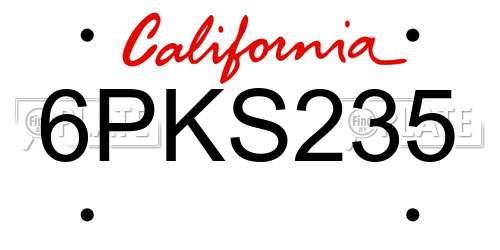 6PKS235 California License Plate