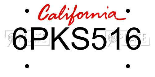 6PKS516 California License Plate