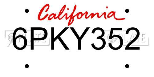 6PKY352 California License Plate