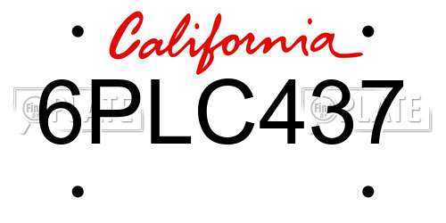 6PLC437 California License Plate