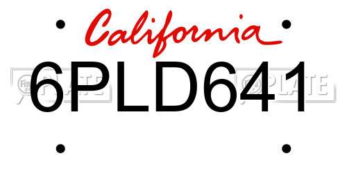 6PLD641 California License Plate