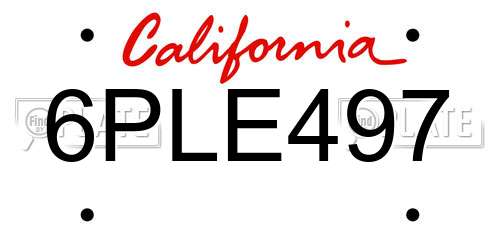 6PLE497 California License Plate