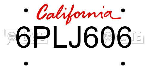 6PLJ606 California License Plate
