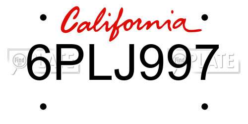 6PLJ997 California License Plate