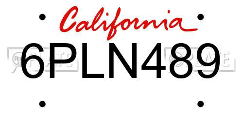 6PLN489 California License Plate
