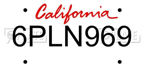 6PLN969 California License Plate
