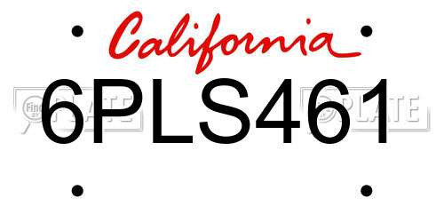 6PLS461 California License Plate