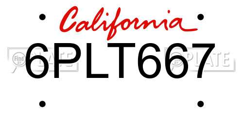 6PLT667 California License Plate