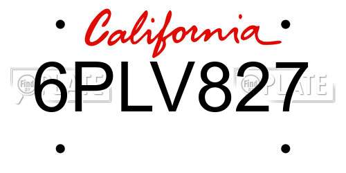 6PLV827 California License Plate