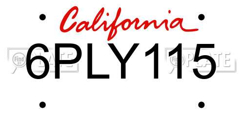 6PLY115 California License Plate