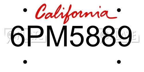 6PM5889 California License Plate