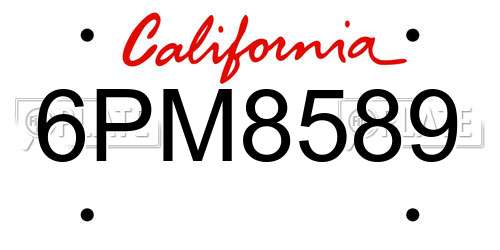 6PM8589 California License Plate