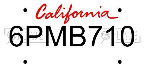 6PMB710 California License Plate