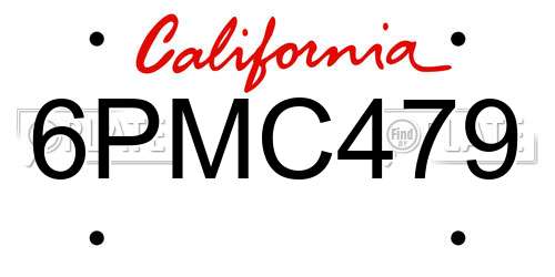 6PMC479 California License Plate