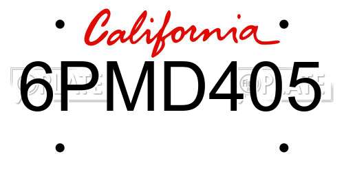 6PMD405 California License Plate